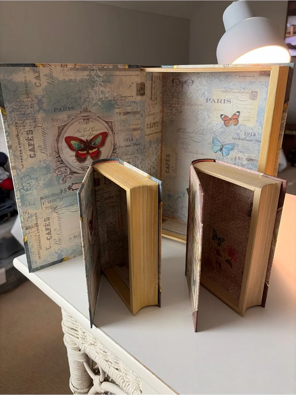 Vintage style Decorative Book Box Floral Butterfly design secret storage small b